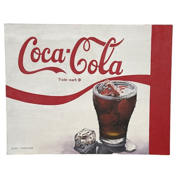 Coca-Cola Trade-mark by Gary Sherman White Canvas Wall Hang Print Size 16"x20” - Picture 1 of 9